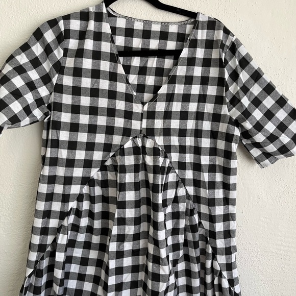 Simple Flavor Woman Black/White Check Empire Waist Midi Dress, Size M - Picture 3 of 7